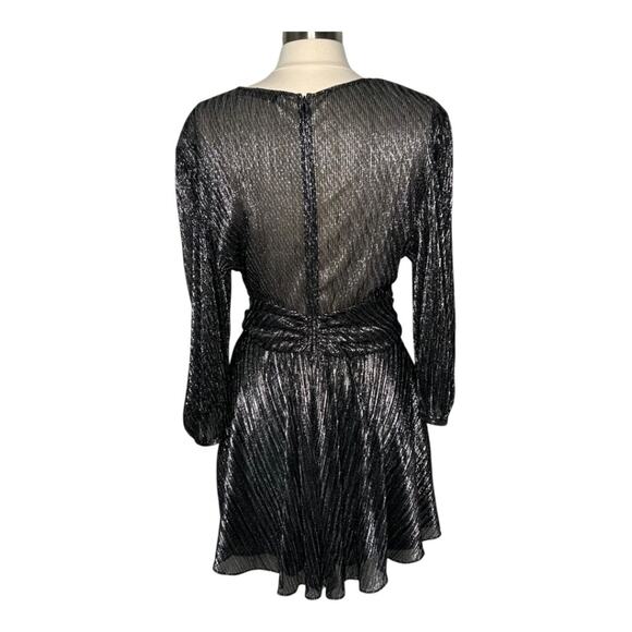 IRO Irisa Mini Dress Black Silver Metallic Holiday Size 40 US 8 - Picture 3 of 11